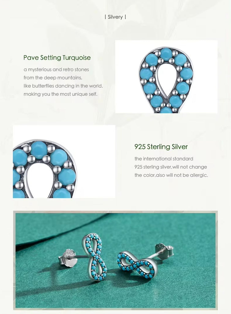 pendientes de tuerca de turquesa Natural para mujer