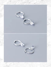 Load image into Gallery viewer, pendientes de plata de primera ley y Circonia cúbica para mujer, aretes, plata esterlina 100%