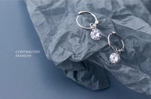 Load image into Gallery viewer, pendientes de plata de primera ley y Circonia cúbica para mujer, aretes, plata esterlina 100%