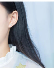 Cargar imagen en el visor de la galería, Venta caliente 925 Plata de Ley suerte moda romántica Simple pluma árbol hoja Stud pendientes para mujer