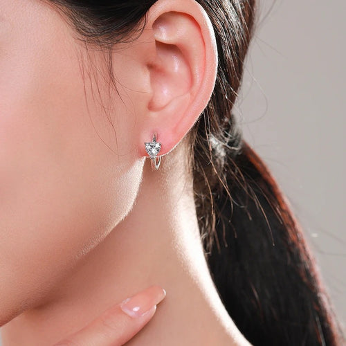 pendientes de plata de ley 925 con forma de corazón para mujer