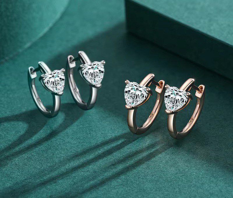 pendientes de plata de ley 925 con forma de corazón para mujer