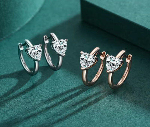 pendientes de plata de ley 925 con forma de corazón para mujer