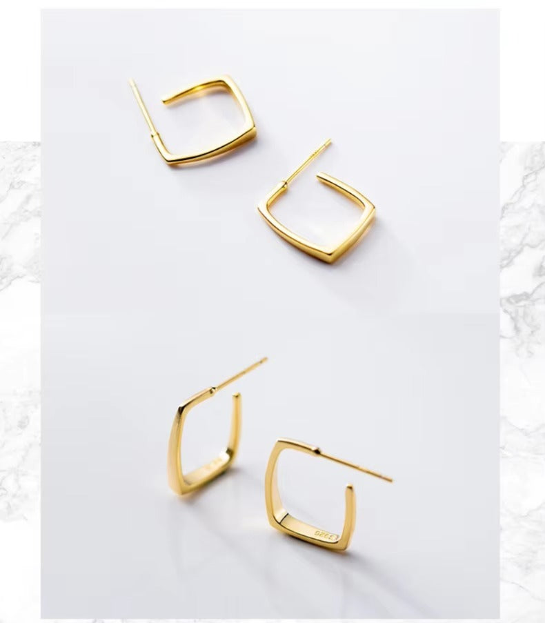 pendientes de plata de ley 925 para mujer, aretes geométricos de Color dorado