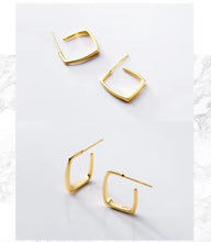 Load image into Gallery viewer, pendientes de plata de ley 925 para mujer, aretes geométricos de Color dorado