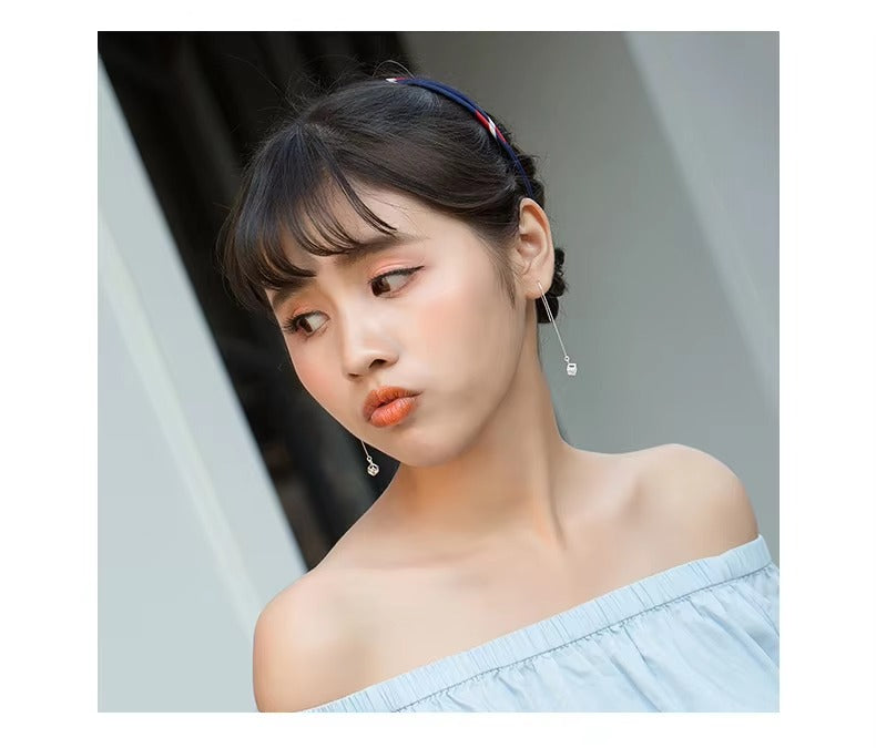 pendientes de plata de ley 925 para mujer, aretes colgantes de cadena larga, cuadrados