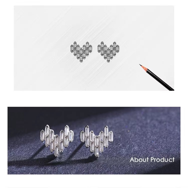 pendientes de plata de ley 925 con forma de corazón para mujer, joyería de compromiso