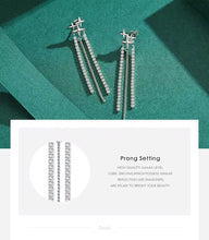 Cargar imagen en el visor de la galería, pendientes largos de gota con borlas para mujer, de Plata de Ley 925 auténtica