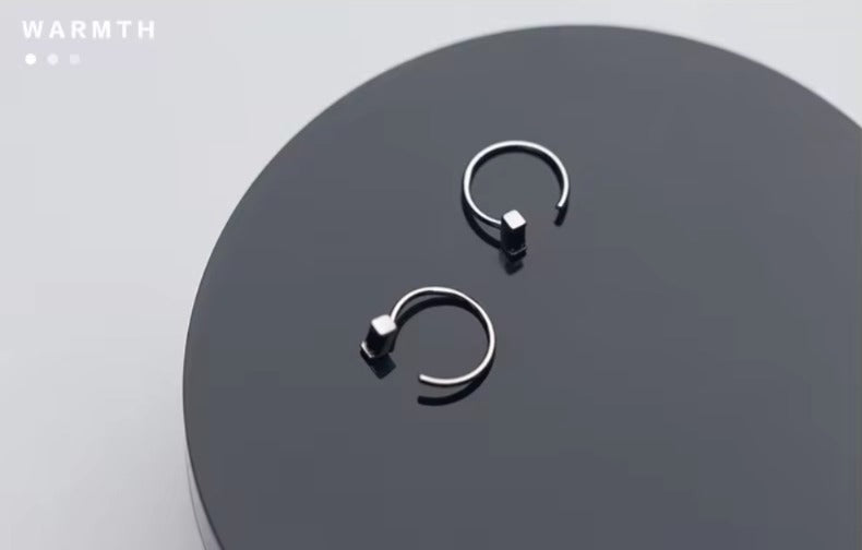 pendientes de aro de plata de obsidiana para mujer