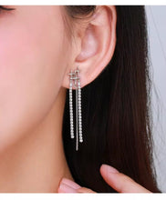 Cargar imagen en el visor de la galería, pendientes largos de gota con borlas para mujer, de Plata de Ley 925 auténtica