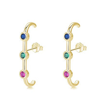 Load image into Gallery viewer, pendientes de plata esterlina 2021 para mujer y niña, aretes de cristal de colores del Arcoíris