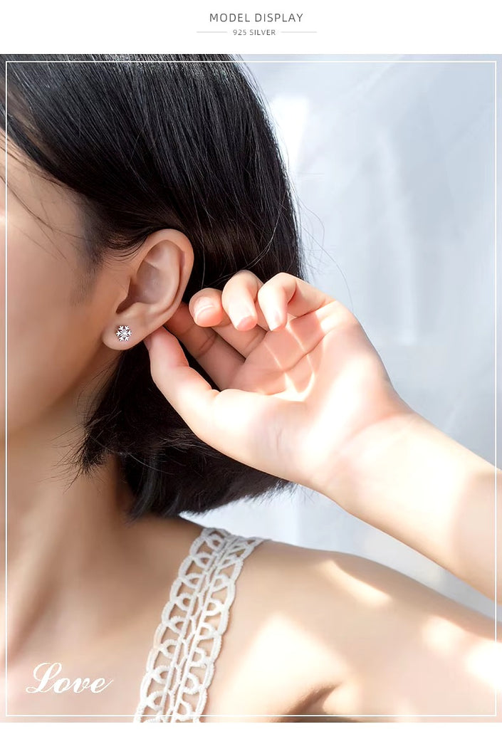 pendientes románticos de circonita con forma de copo de nieve para mujer, joyería auténtica