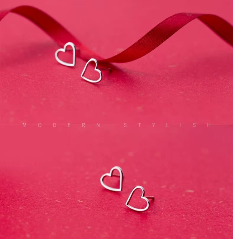pendientes de plata de ley 925 con forma de corazón para mujer, joyería fina con cierre de tuerca