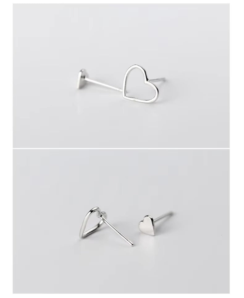 pendientes de plata de primera ley con forma de corazón para mujer, aretes pequeños
