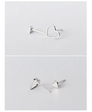 Load image into Gallery viewer, pendientes de plata de primera ley con forma de corazón para mujer, aretes pequeños