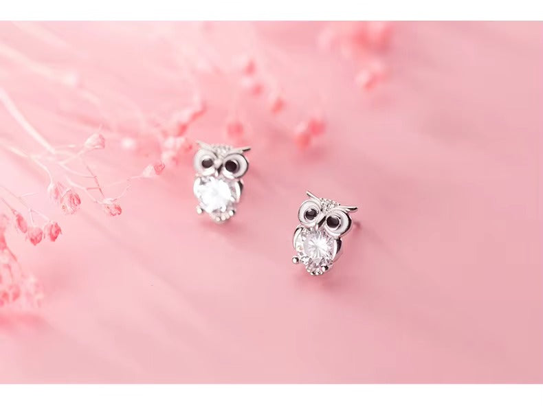 pendientes de plata de primera ley con forma de búho para mujer