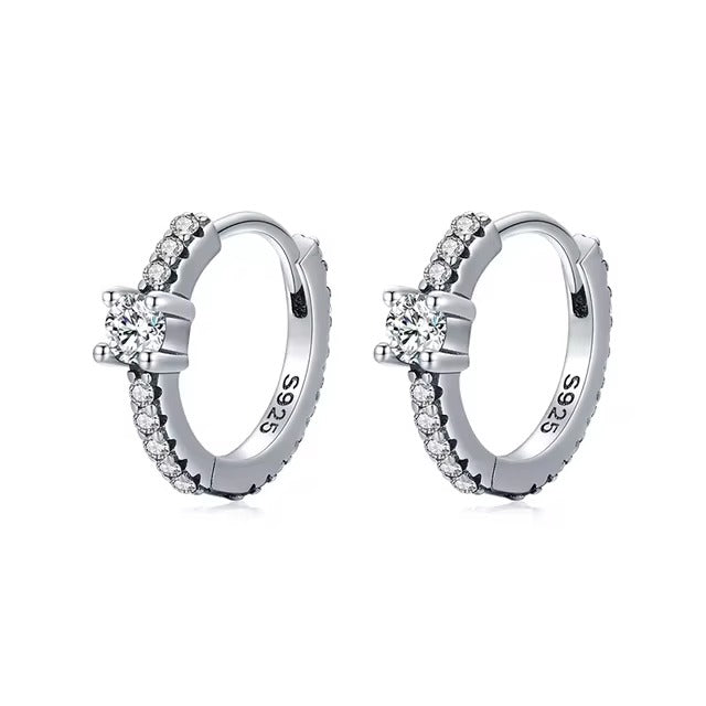 pendientes de aro de Plata de Ley 925 auténtica para mujer