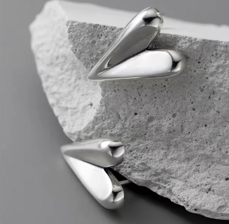 Plata Irregular de pendientes de corazones de Ley 925 para mujer