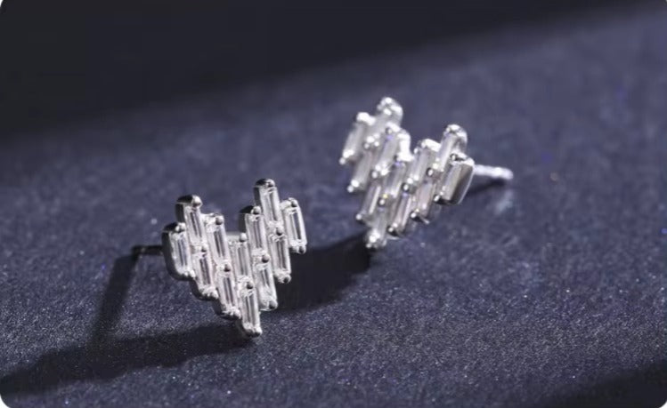 pendientes de plata de ley 925 con forma de corazón para mujer