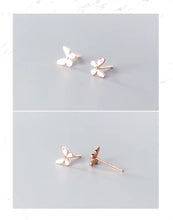 Cargar imagen en el visor de la galería, pendientes de tuerca de mariposa de baile para mujer, de esmalte de 925 Plata de ley