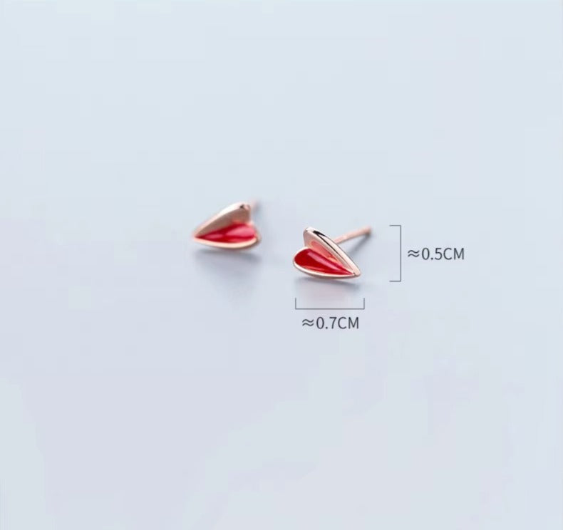 pendientes de plata de ley 100% con forma de corazón esmaltado para mujer y niño