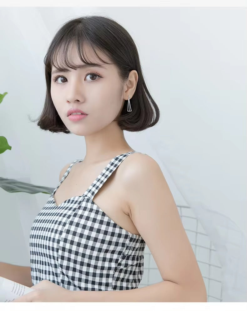 pendientes de plata de ley 925 con forma triangular para mujer