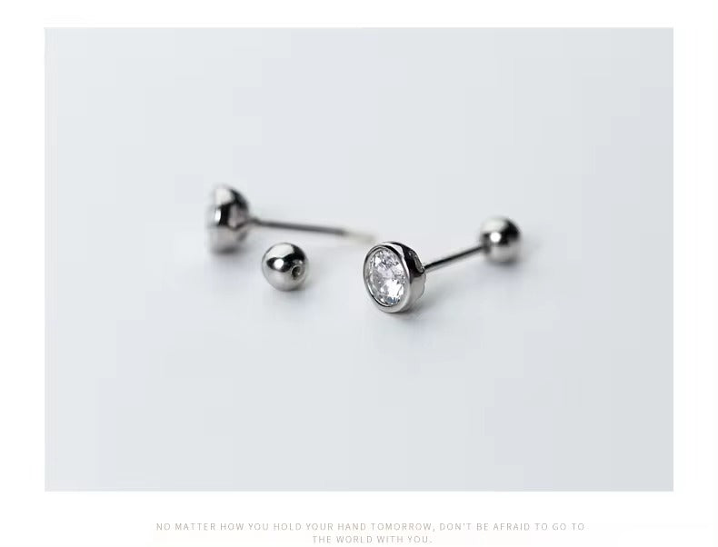 pendientes de plata de ley 925 con zirconia cúbica, joyería con cierre de tipo tuerca, para mujeres