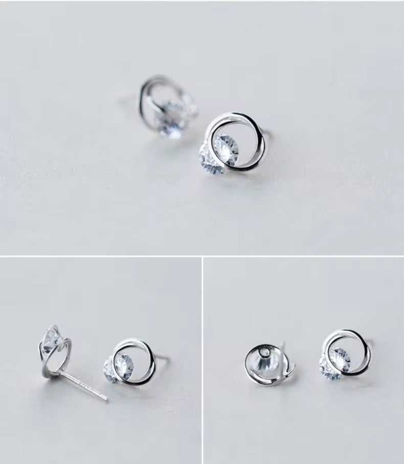 pendientes de plata de ley 100% y Circonia cúbica para mujer, aretes pequeños