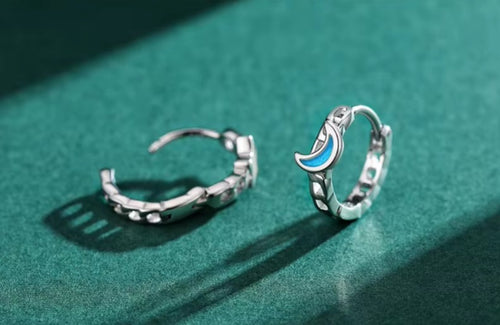 pendientes de plata de ley 100% con forma de luna y estrellas para mujer
