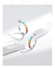 Load image into Gallery viewer, pendientes de plata de ley 925 con forma de C para mujer y niña