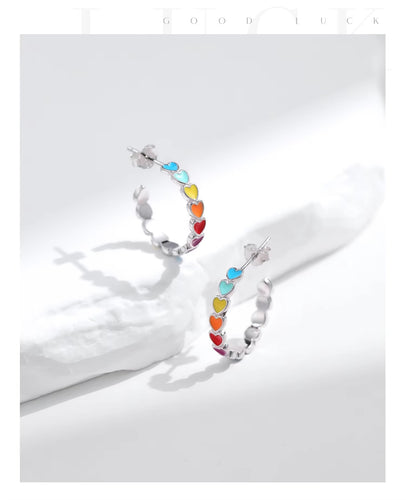 pendientes de plata de ley 925 con forma de C para mujer y niña