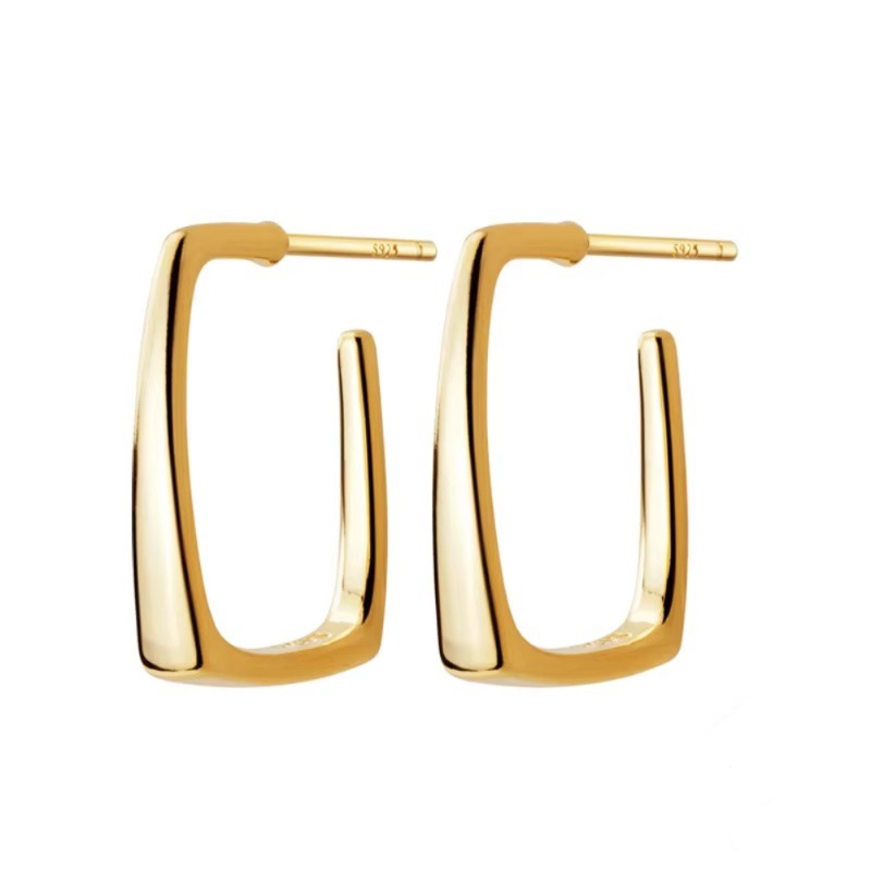 pendientes de plata de ley 925 para mujer, aretes geométricos de Color dorado