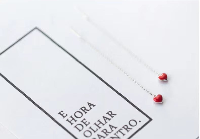 pendientes de plata de ley 925 con forma de corazón esmaltado para mujeres