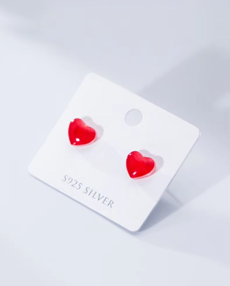 pendientes de plata de ley 925 para mujer y niña, aretes pequeños con forma de corazón de amor