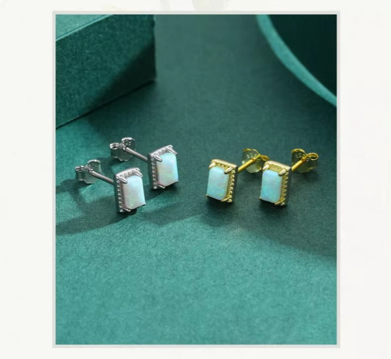 pendientes de plata de primera ley y ópalo para mujer