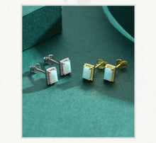 Load image into Gallery viewer, pendientes de plata de primera ley y ópalo para mujer