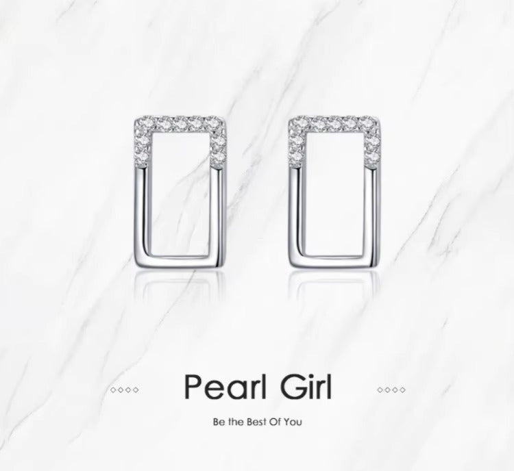 pendientes geométricos de Plata de Ley 925 auténtica para mujer, joyería fina