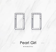 Cargar imagen en el visor de la galería, pendientes geométricos de Plata de Ley 925 auténtica para mujer, joyería fina