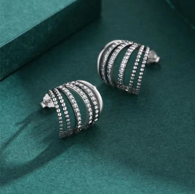 pendientes de tuerca geométricos delicados para mujer