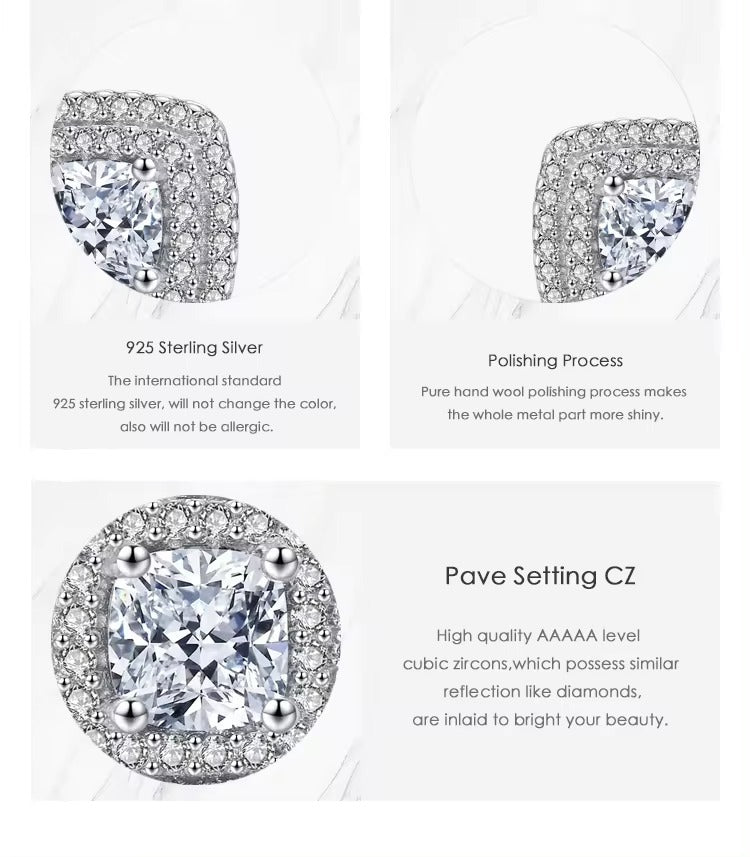 pendientes de plata de ley 925 con zirconia cúbica para mujer