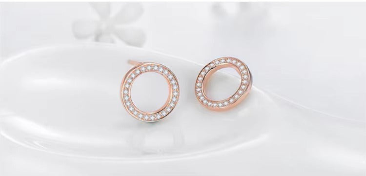 pendientes de plata de ley 2021 para mujer, aretes de Color oro rosa, círculo 3A