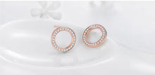 Load image into Gallery viewer, pendientes de plata de ley 2021 para mujer, aretes de Color oro rosa, círculo 3A