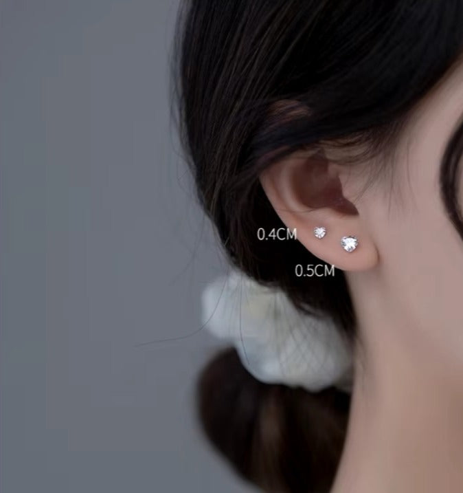 pendientes de plata de primera ley y Circonia cúbica para mujer, aretes pequeños