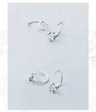 Load image into Gallery viewer, pendientes de aro de Plata de Ley 925 auténtica para mujer, abalorio de flor Simple