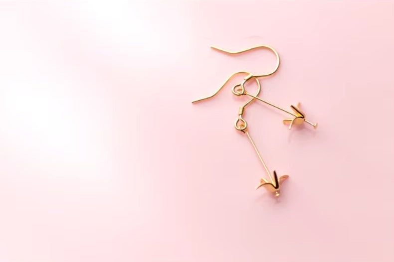 pendientes de gota de cadena larga para mujer y niña, de Plata de Ley 925, aretes de Color dorado