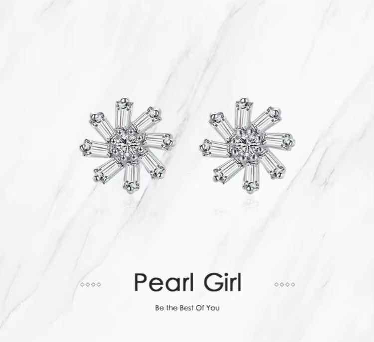 pendientes de plata de ley 925 con forma de flor giratoria para mujer