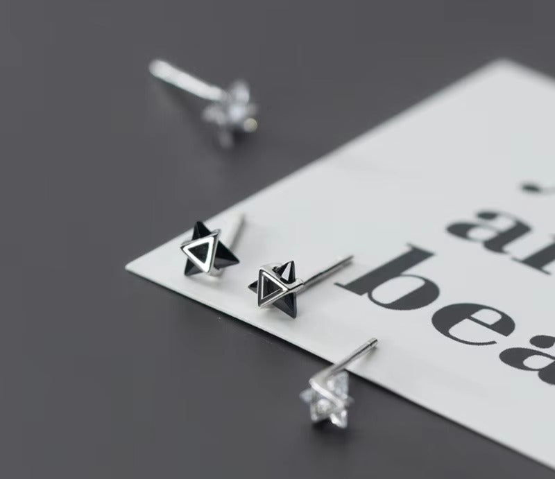 pendientes geométricos de Plata de Ley 925 para mujer