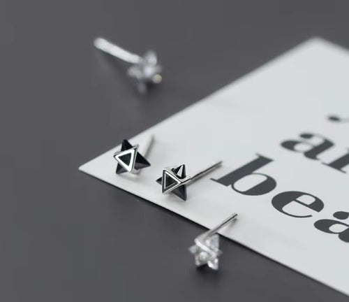 pendientes geométricos de Plata de Ley 925 para mujer