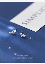 Cargar imagen en el visor de la galería, pendientes de tuerca de árbol de hojas pequeñas y lindas para mujer