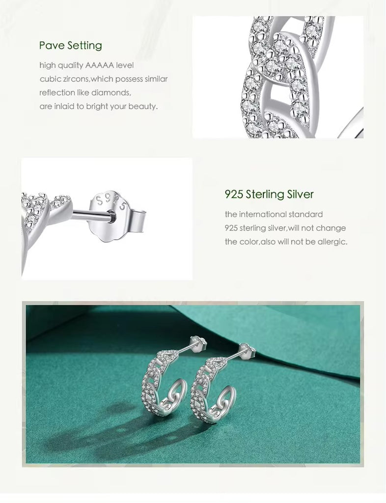 pendientes de plata de ley 925 chapados en platino para mujer